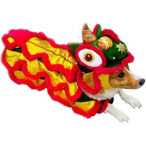 Dog Costume Chinese New Year Dragon New Moon Festival Red Lucky Pet HalloweenNEW